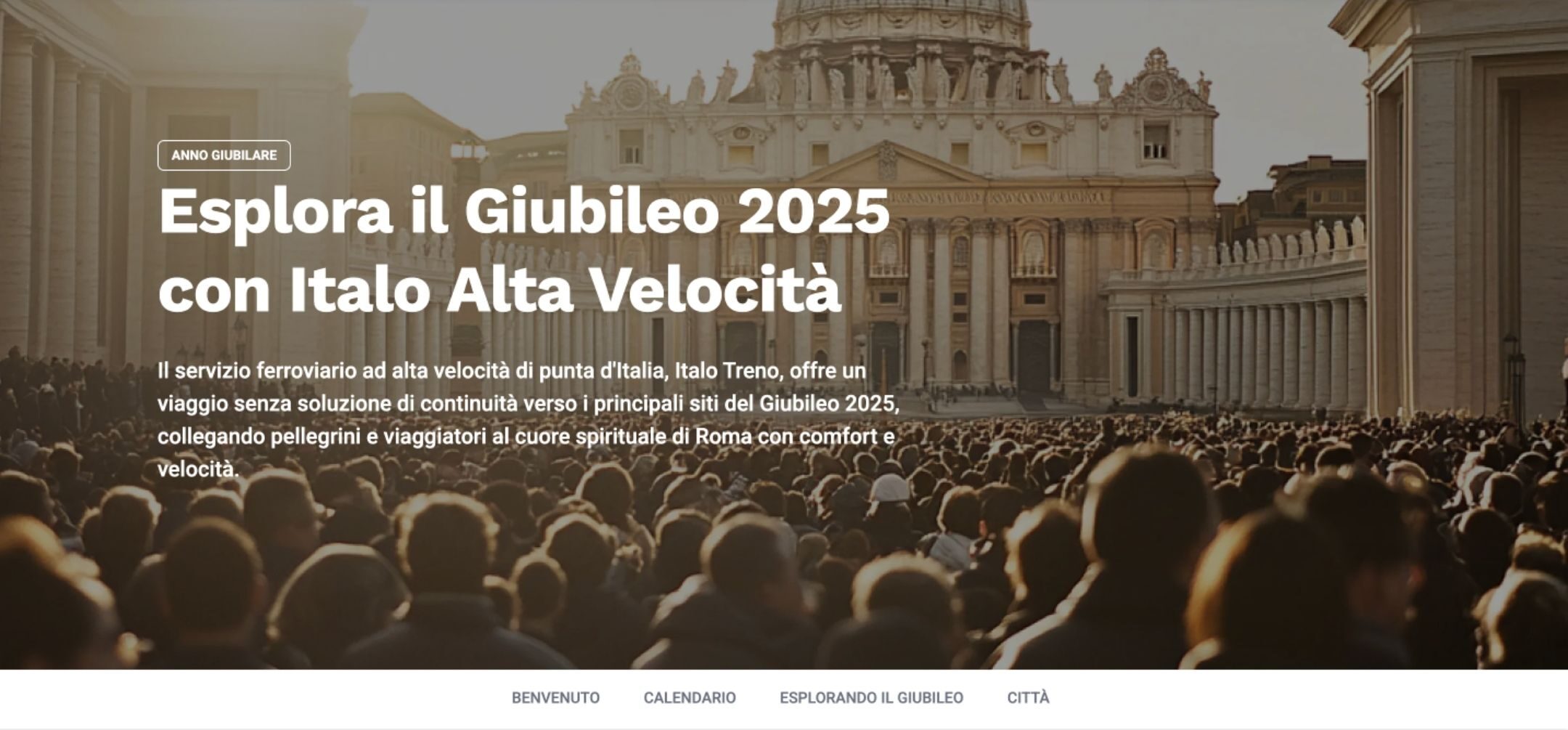 Home page del portale Giubileo 2025 realizzato per Italo